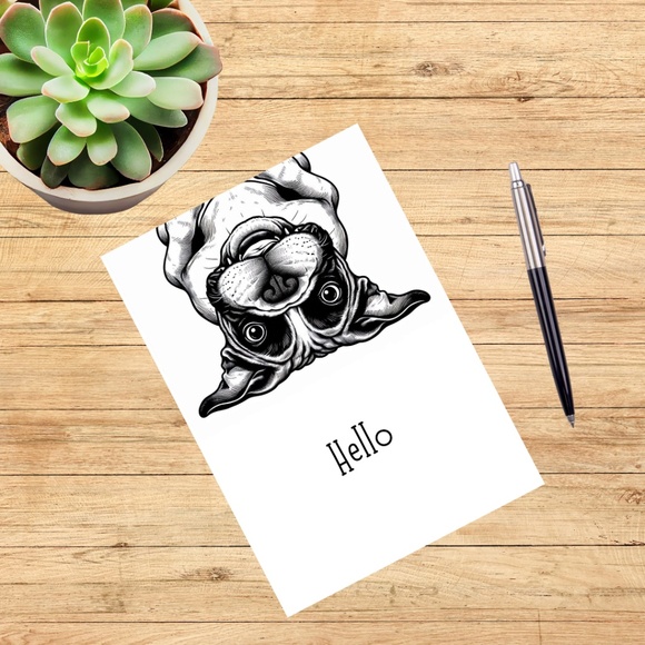 Whimsical Boxer Dog Blank Notecards with Peel and Stick Envelopes - Picture 3 of 10